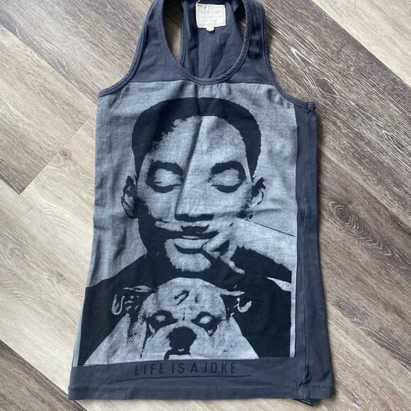 ELEVEN PARIS Will Smith ''LIFE IS A JOKE''  Gray stretch Tank Top woman’s M - Picture 4 of 6
